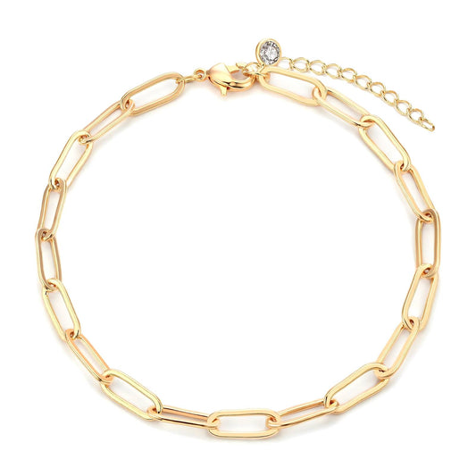 18K Gold Plated Stainless Steel Paperclip Bracelet