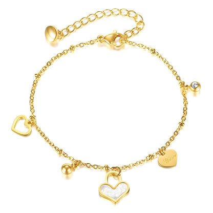 18K Gold Plated Stainless Steel Hearts Bracelet