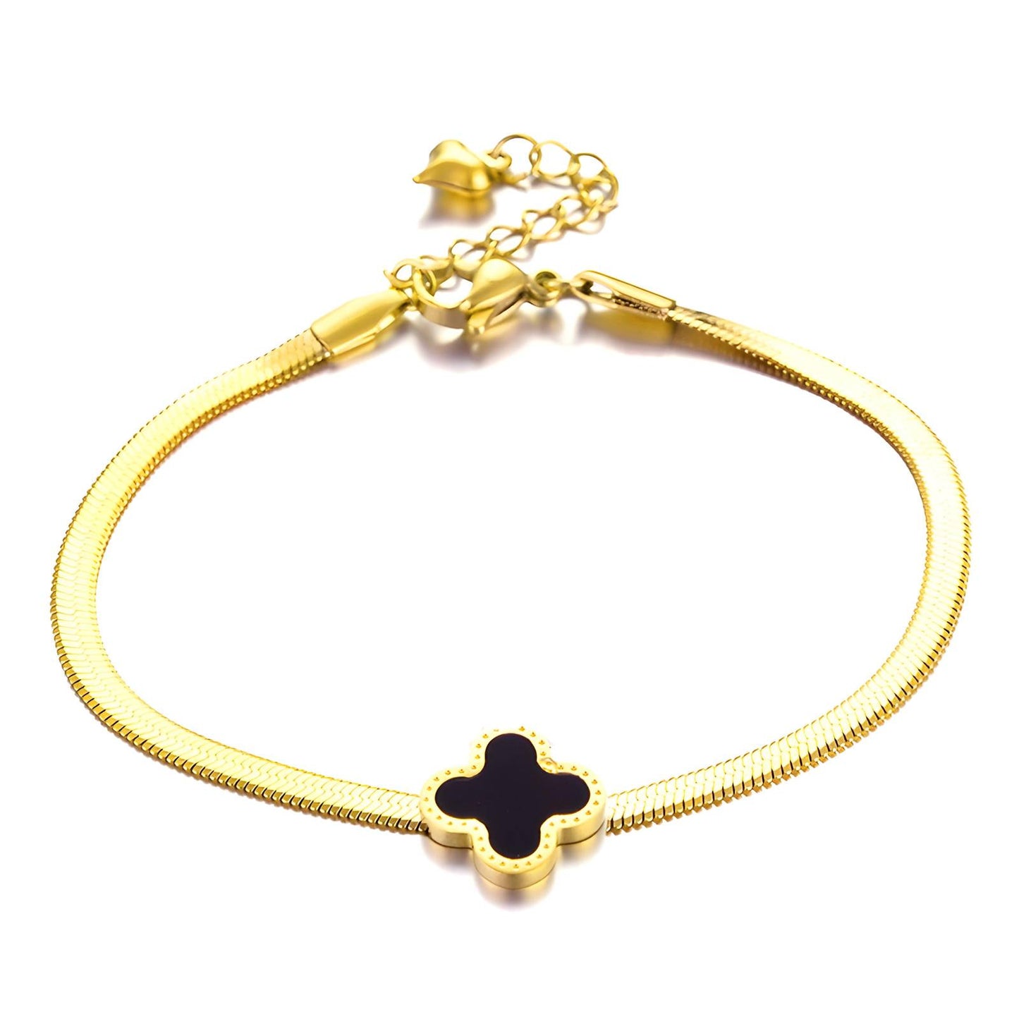 18K Gold Plated Stainless Steel Four-Leaf Clover Bracelet