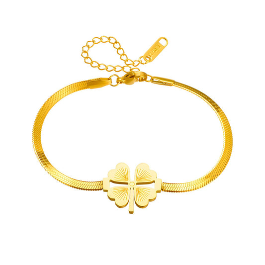 18K Gold Plated Stainless Steel Clover Bracelet