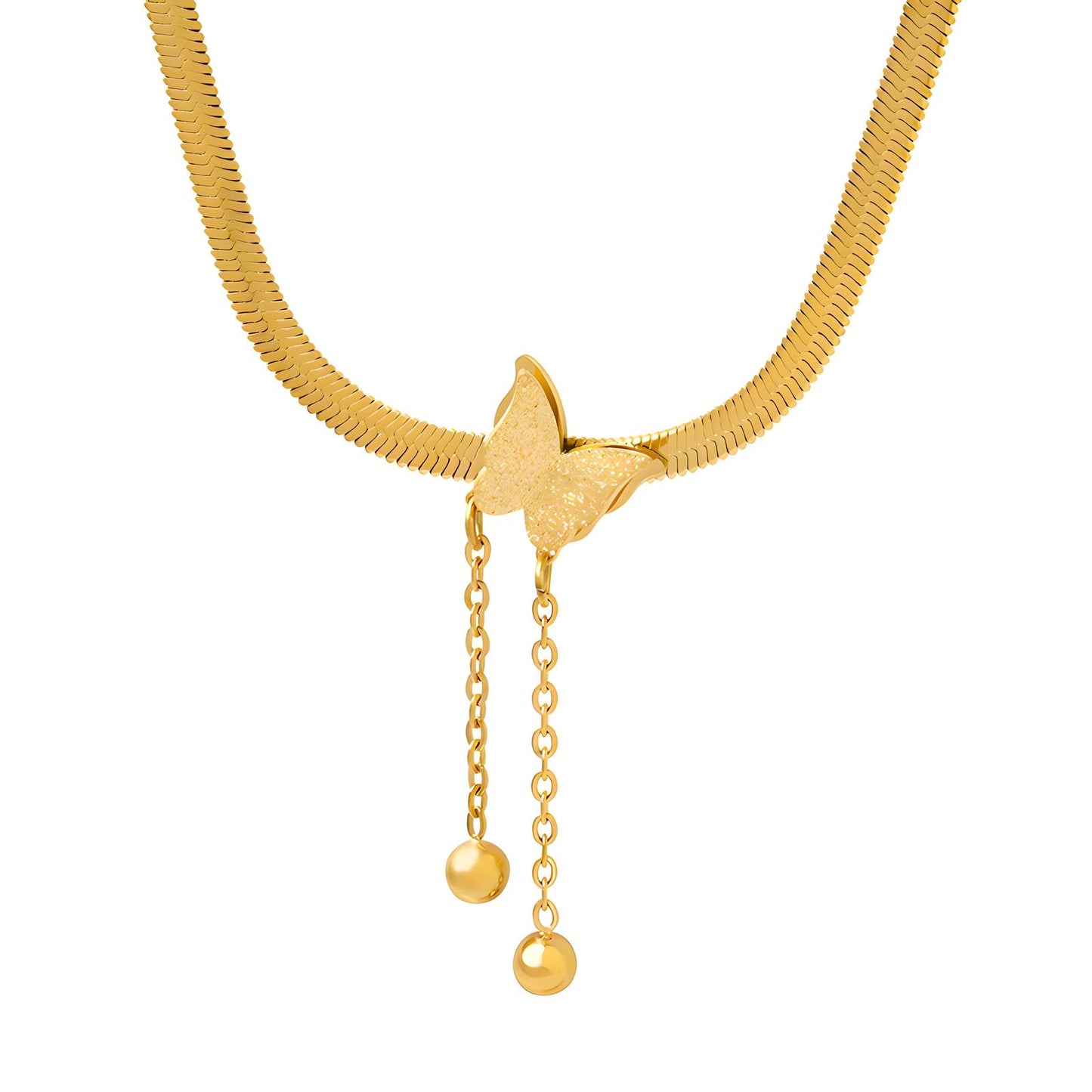 18K Gold Plated Stainless Steel Butterfly Necklace