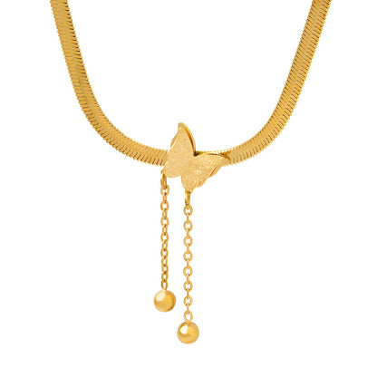 18K Gold Plated Stainless Steel Butterfly Necklace