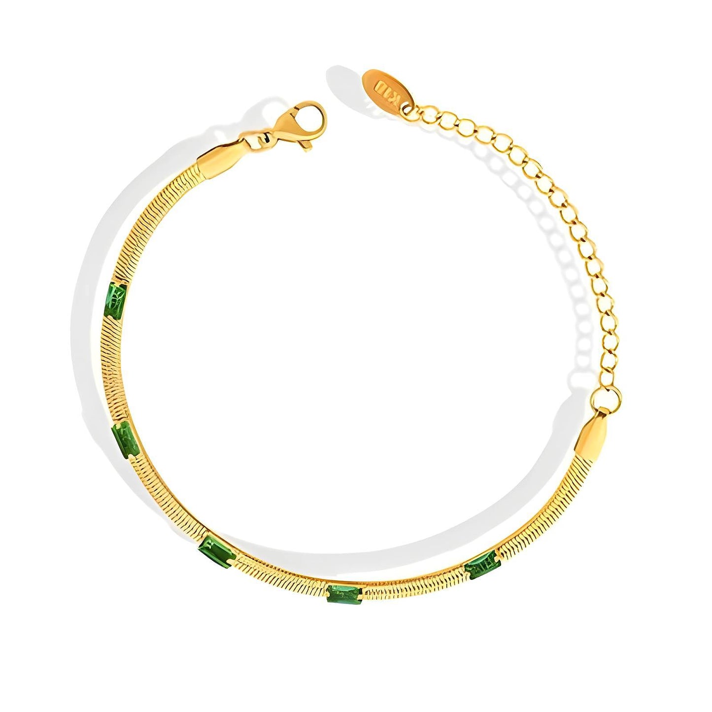 18K Gold Plated Stainless Steel Emerald Glow Bracelet