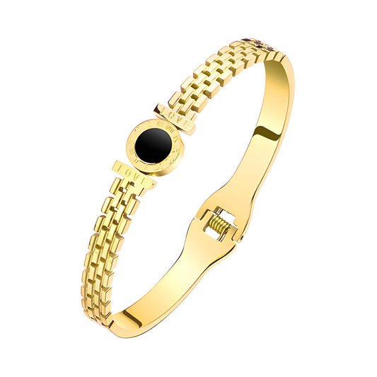 18K Gold Plated Stainless Steel Roman Numeral Bracelet